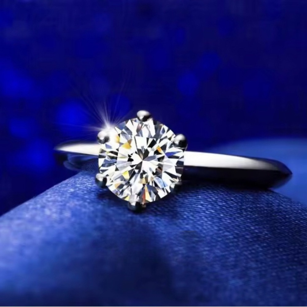 NEW 925 SILVER SMOOTH SIMULATED ROUND DIAMOND WEDDING RING